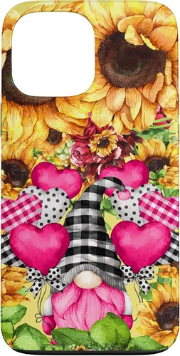 Vista 24 de Cute Sunflower Pattern for Women Pink Valentines Gnome Case for iPhone 17
