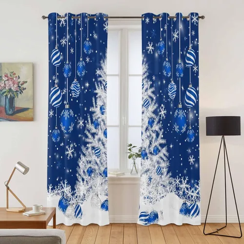 Vista 69 de Libaoge Cortinas de Navidad para cocina, dormitorio, juego de 2 paneles, diseño de muñeco de nieve de Navidad, cortinas de invierno con copos