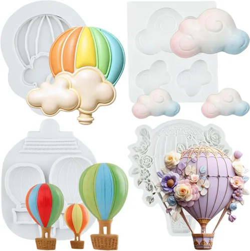 Vista 11 de Sijiangmold Moldes de silicona para globos de aire caliente para decoración de pasteles, decoración de cupcakes, caramelo y chocolate, polimero