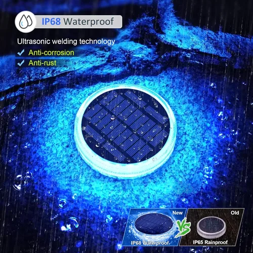 Vista 3 de Luces solares para cubierta al aire libre, impermeables, luces de paso al aire libre, panel solar, luces solares ABS anti-presión, luces solares Azul