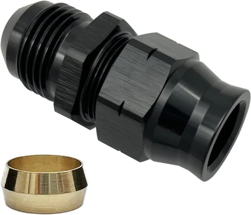 Vista 6 de 3AN macho a 1/4" (6,3 mm) OD adaptador de tubo de combustible de línea dura de aluminio negro