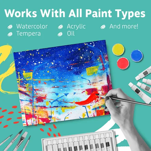 Vista 4 de Artlicious Lienzos para pintar – Paquete de 12,4 x 4 pulgadas de lienzo blanco – Paneles de arte 100% algodón para pintura al aceite, acrílico