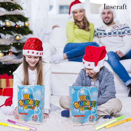Vista 7 de Inscraft Paquete de 40 varitas de burbujas grandes de 14 pulgadas, 8 burbujas de colores a granel para juguete de verano, uso de actividades al aire