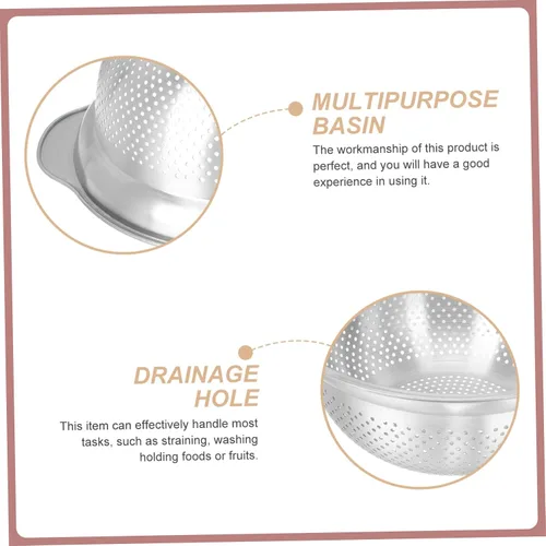 Vista 6 de Stainless Steel Vegetable Strainer Multi Purpose Colander for Cooking Washing Rice Fruits Capacity Design Kitchen Tool for Effortless Food