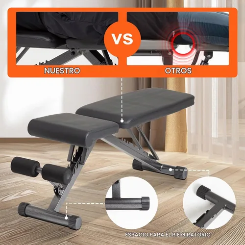 Vista 8 de BARWING Adjustable Foldable Portable Weight Bench for Home Gym,700-800LBS Flat Incline Decline Workout Bench for Full Body Workout Easy Assembly for