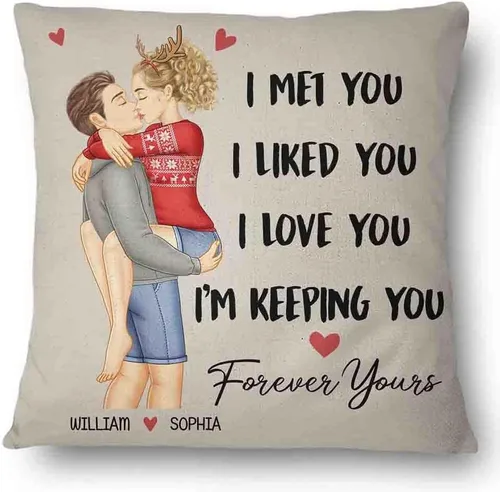 Vista 24 de Almohada personalizada para parejas, The Day I Met You I Have Found The One Whom My Soul Loves, almohada de cumpleaños para cónyuge, esposo, esposa