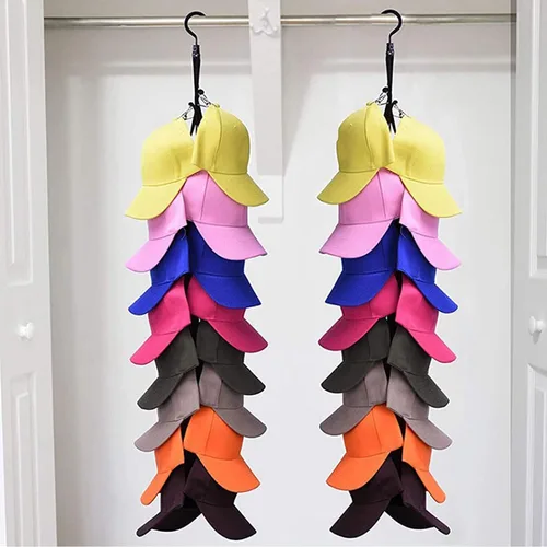 Vista 2 de BetterJonny Paquete de 2 estantes organizadores para colgar sombreros, 16 clips de almacenamiento de sombreros de acero inoxidable para hombres