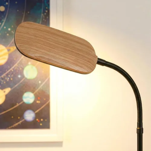 Vista 8 de Brightech Litespan - Lámpara de pie LED delgada, luz de lectura moderna sobre silla para salas de estar y oficinas, alta con cuello de cisne Madera