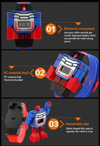 Vista 5 de vigoroso reloj digital Pu de Transformers Bumblebee Dibujos animados reloj de pulsera para niños y niñas.