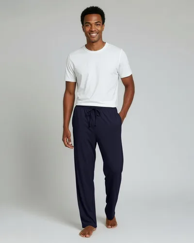 Vista 4 de Real Essentials Paquete de 3 pantalones de pijama para hombre, pantalones suaves de pijama, ropa de descanso, pijamas con bolsillos elásticos