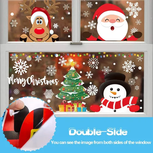 Vista 3 de Funnlot Calcomanías navideñas para ventana, 262 piezas: multicolor, modernas, contemporáneas calcomanías de vinilo para ventanas, vidrio