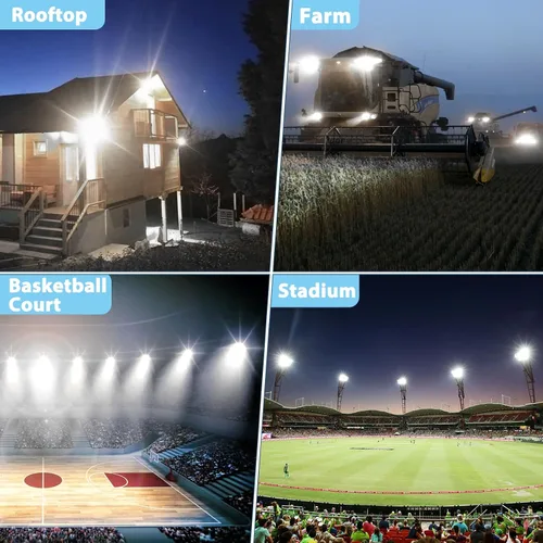 Vista 6 de ISKYDRAW Luces de estadio de 400 W, 1 paquete de 85-265 V 40000 lm, luces LED superbrillantes, 7000 K, luz diurna, IP67, luces de seguridad