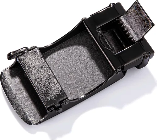 Vista 4 de Barry.Wang Cinturón formal para hombre, cuero de grano completo con hebilla automática sin níquel, regalo de lujo