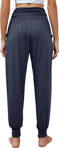 Vista 3 de Paquete de 2 pantalones deportivos de yoga para mujer, cómodos pantalones deportivos con bolsillos, casuales, holgados, cómodos y de cintura alta