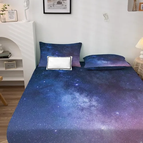 Vista 15 de Galaxy Sheets - Juego de sábanas de tamaño individual, sábanas de microfibra suave y bolsillo profundo, sábanas y fundas de almohada estampadas sin