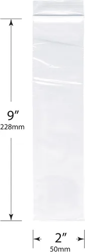 Vista 2 de Plymor 2 "x 9" (caja de 1,000), bolsas de plástico con cierre de cremallera de 2 mil