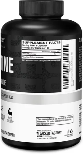 Vista 8 de Jacked Factory Cápsulas de monohidrato de creatina, píldoras de creatina para el crecimiento muscular, mayor fuerza, mayor producción de energía