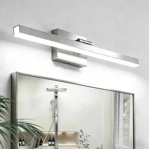 Vista 19 de IZORRO Moderna lámpara de tocador de baño de 16 pulgadas, giratoria, 12 W, regulable, lámpara LED sobre el espejo, barra de luz negra para tocador