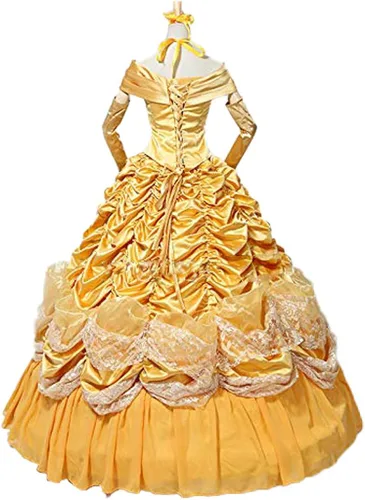 Vista 4 de Fortunehouse Vestido de princesa para mujer y niña, color amarillo