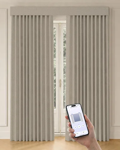 Vista 24 de Graywind Cortinas motorizadas con riel, cortinas inteligentes para oscurecer la habitación, cortinas cableadas compatibles con control remoto Alexa