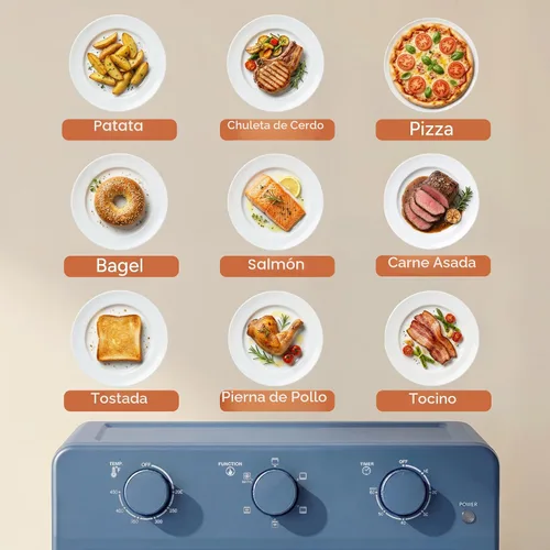 Vista 3 de SMIRLY Combo de horno tostador de freidora de aire 6 en 1, horno tostador Azul