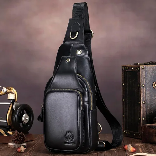 Vista 151 de LUKZIJAES Bolso bandolera de cuero genuino para hombre