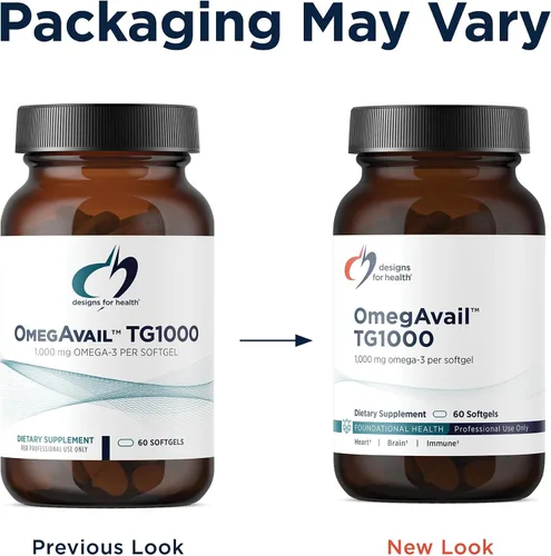 Vista 4 de Designs for Health OmegAvail TG1000 - Suplemento de aceite de pescado TG (triglicérido) con EPA/DHA - Altamente concentrado 1000 mg de omega-3 por