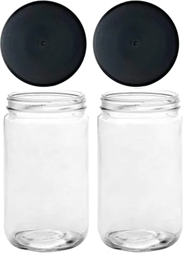 Vista 10 de JARMING COLLECTIONS Frascos de vidrio Mason de 16 onzas con tapas de plástico sin BPA – Frascos Mason de boca regular para beber y almacenar