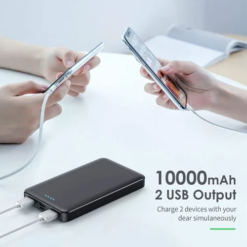 Vista 4 de [Paquete de 2] Cargador portátil de 10000 mAh, cargador de teléfono portátil de entrada y salida USB C más delgado, cargador de teléfono portátil