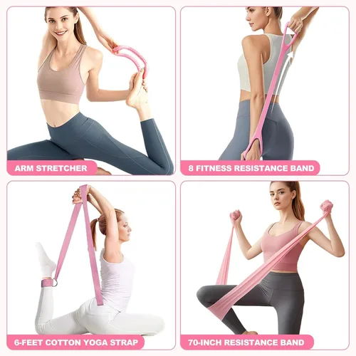 Vista 5 de Pilates Ring Set for Home Workout-13'' Magic Circle and Ball