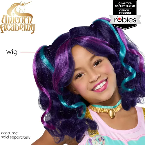 Vista 2 de Rubies Unicorn Academy: Ava Banji peluca para niños, niña sin