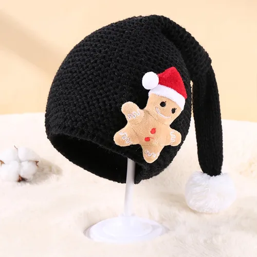 Vista 3 de Kayotuas Gorro de punto de Navidad para niños, bebé, pan de jengibre, lindo pompón, sombreros de dibujos animados, suministros de fiesta de Navidad