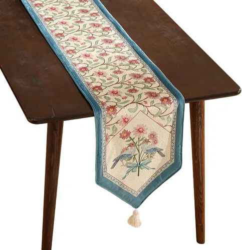Vista 24 de patdrea Camino de mesa de terciopelo francés estilo granja para decoración del hogar, cocina, comedor, fiestas, cenas familiares, boda 12"*63