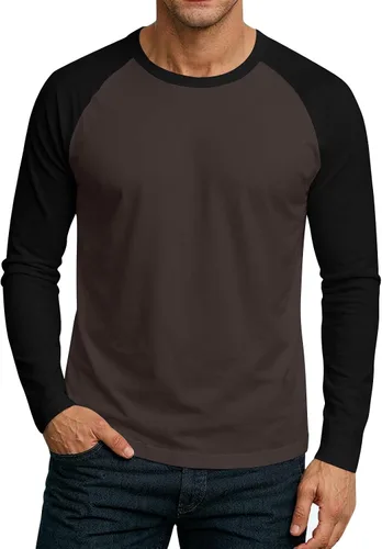 Vista 4 de Camisas de manga larga para hombre, camiseta casual de cuello redondo, suave, elástica, M-3XL
