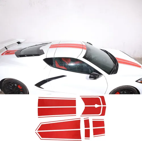 Vista 9 de Calcomanías decorativas para la parte superior de la puerta trasera y trasera, 5 unidades, compatibles con Corvette C8 Stingray 2020-2023, Negro