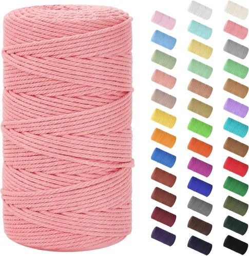 Vista 96 de Cuerda de macramé de 0.079 in x 220 yardas (656 pies), cuerda de algodón natural para colgar en la pared, ganchos de plantas, manualidades Verde