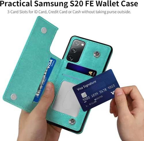 Vista 3 de COOYA Funda para Samsung Galaxy S20 FE 5G - Funda tipo cartera con tarjetero, piel sintética de alta calidad, cierre magnético, funda protectora