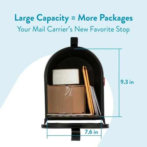 Vista 2 de Architectural Mailboxes Admiral™ Buzón de Correo de Metal de Aluminio Resistente al Óxido Montado en Poste para Exterior, Negro, Buzón Grande