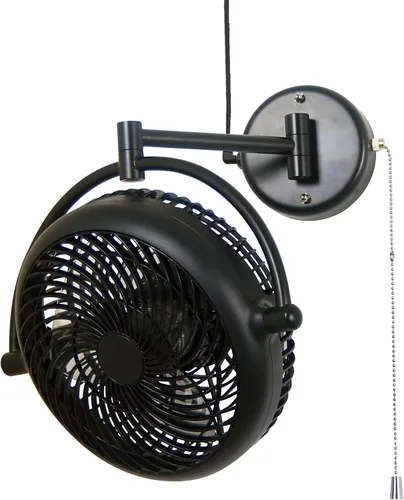 Vista 2 de Vento VIVI-DC Ventilador giratorio de montaje en pared de 10 pulgadas con brazo plegable (negro)
