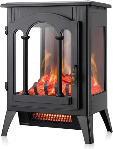 Vista 9 de Xbeauty Estufa Eléctrica de Chimenea de Interior de 22", Calentador de Chimenea Independiente con Brillo de Llama 3D Ajustable, Control