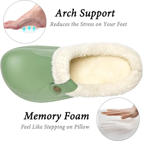 Vista 3 de ChayChax - Pantuflas impermeables para mujeres y hombres, con forro de piel, zapatos de jardín de invierno, pantuflas cálidas para interiores