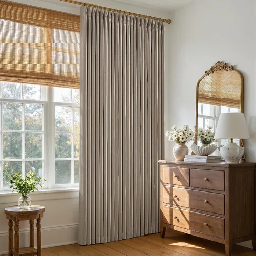 Vista 16 de Cortinas opacas de lino plisado natural de 96 pulgadas de largo