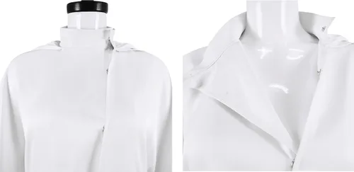 Vista 5 de Princesa Leia - Bata con capucha blanca con capucha, vestido de Leia, bata Jedi, capa con capucha, uniforme de Halloween, para niñas y adultos