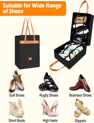 Vista 5 de Yotako Bolsa de Zapatos para Viaje con Mango de Cuero Negro Gris, Negro -, Estándar, Moderno