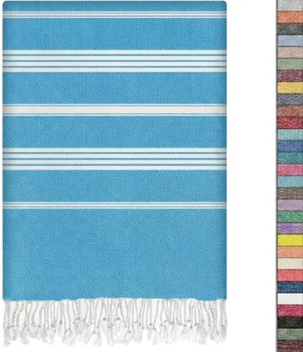 Vista 10 de EPHESUS TOWELS Toalla de playa turca de gran tamaño de 38 x 70 pulgadas, diseño sultán, toalla turca para playa, baño, piscina, gimnasio, yoga