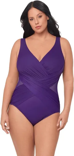 Vista 8 de Miraclesuit Traje de baño de una pieza con copa suave cruzada ilusionistas para mujer Negro