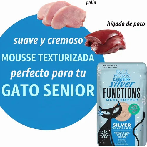 Vista 7 de Tiki Cat Born Carnivore Silver - Cubrealimento húmedo funcional para gatos