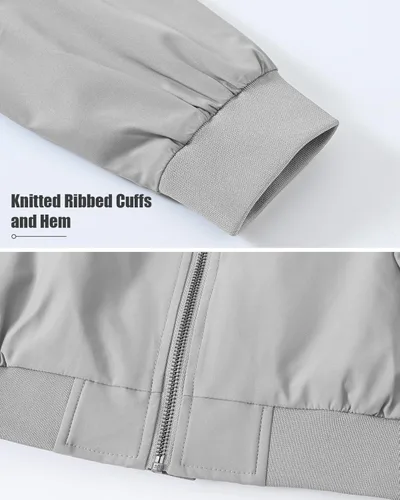 Vista 7 de BGOWATU Chaqueta bomber ligera cortavientos con cremallera completa para hombre