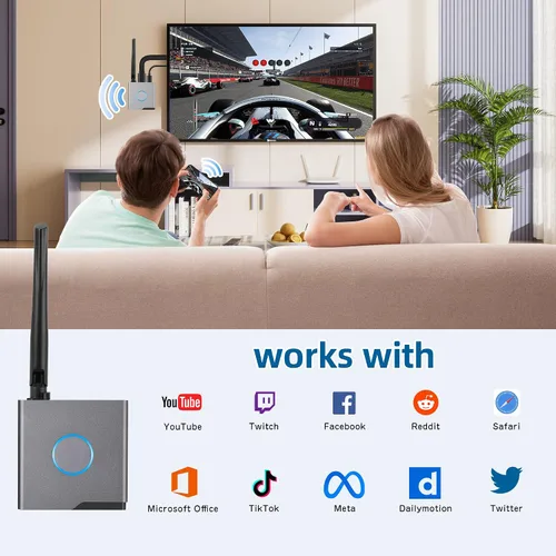 Vista 7 de Adaptador inalámbrico HDMI Display Dongle 4K, receptor inalámbrico, transmisión de vídeo/audio/archivo HDMI Extensor inalámbrico desde computadora