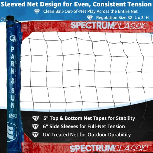 Vista 30 de Park & Sun Sports Spectrum Classic: Sistema de red de voleibol profesional ajustable para exteriores Negro